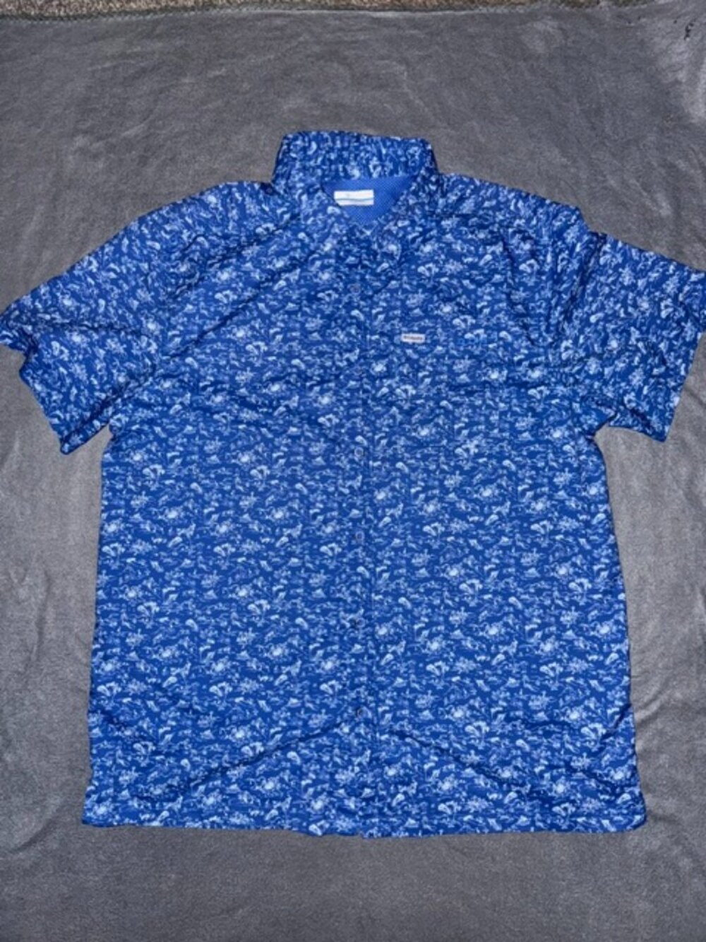 Columbia PFG Fishing Shirt Men’s Large Fish Print Short Sleeve Button Up Vented